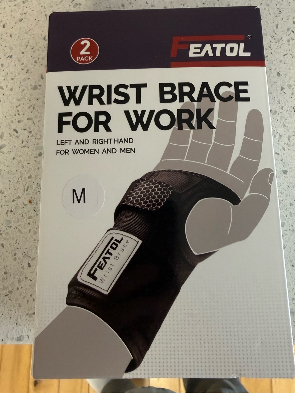 Wrist Brace for Work - Black (Medium) - 2 Pack